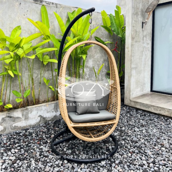 Hanging Chair Type 05 NATURAL + FABRIC WIFERA 162 DARKGREY